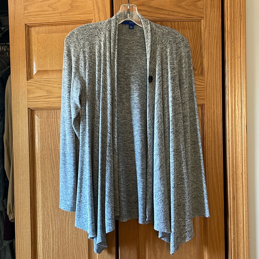 Gray Open Sweater Wrap With Top Button - image 1